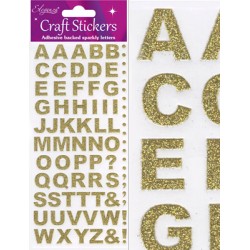 NEW! Eleganza Gold Sparkly Self Adhesive Alphabet Letter Stickers With Bold Font ~ A 79 Piece Set For Gift Packaging, Scrapbooking, Card Making & More
